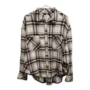 BDG Urban Outfitters Women's Size XL Karl Slouchy Plaid Button Flannel Top